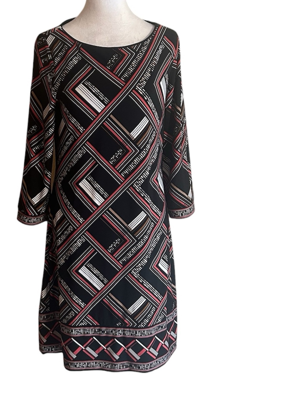 White House Black Market Multi Colored Geometric Print Shift Dress